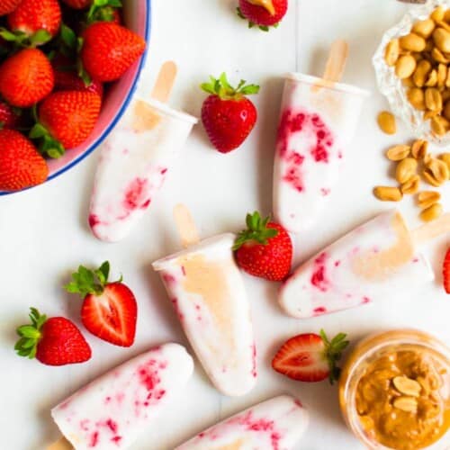 Peanut Butter Strawberry Popsicles | Vegan Ice Cream | Healthy Recipe | Paleo