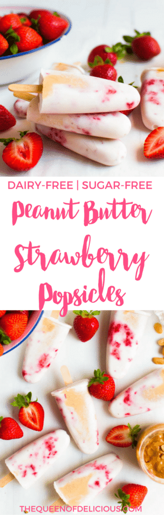 Peanut Butter Strawberry Popsicles | Vegan Ice Cream | Healthy Recipe | Paleo